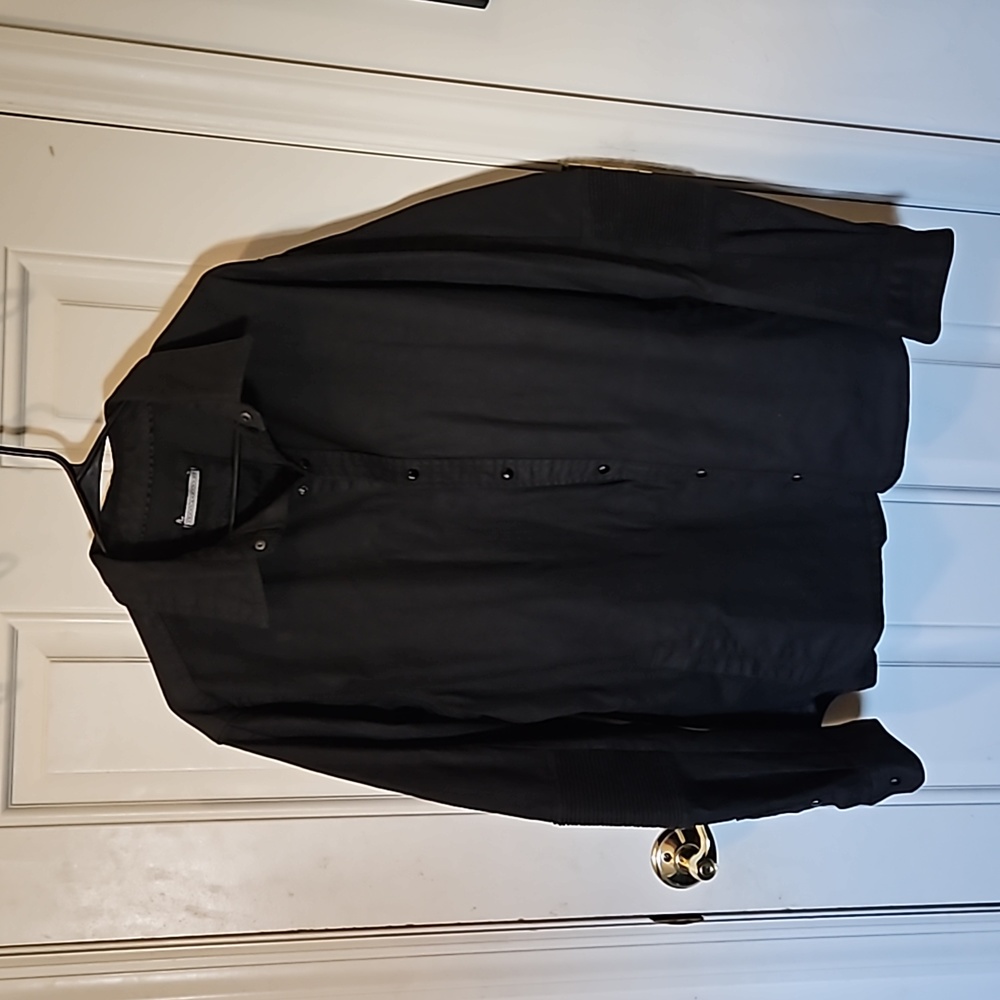 Madison Supply long-sleeved, button-snap shirt in dark gray